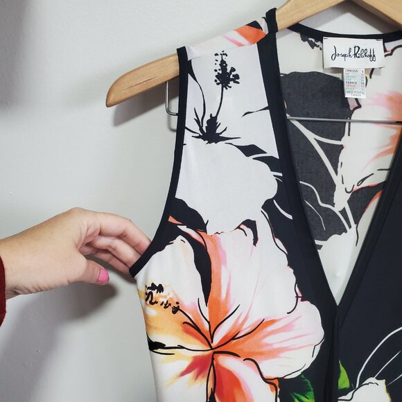 JOSEPH RIBKOFF Floral Sleeveless Dress Asymmetric Handkerchief Hem Women's 8 - Picture 2 of 12